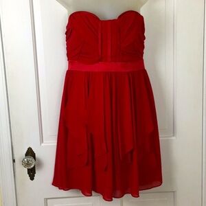 XOXO Red Chiffon Strapless Red Mini Dress Size 5/6 NWT